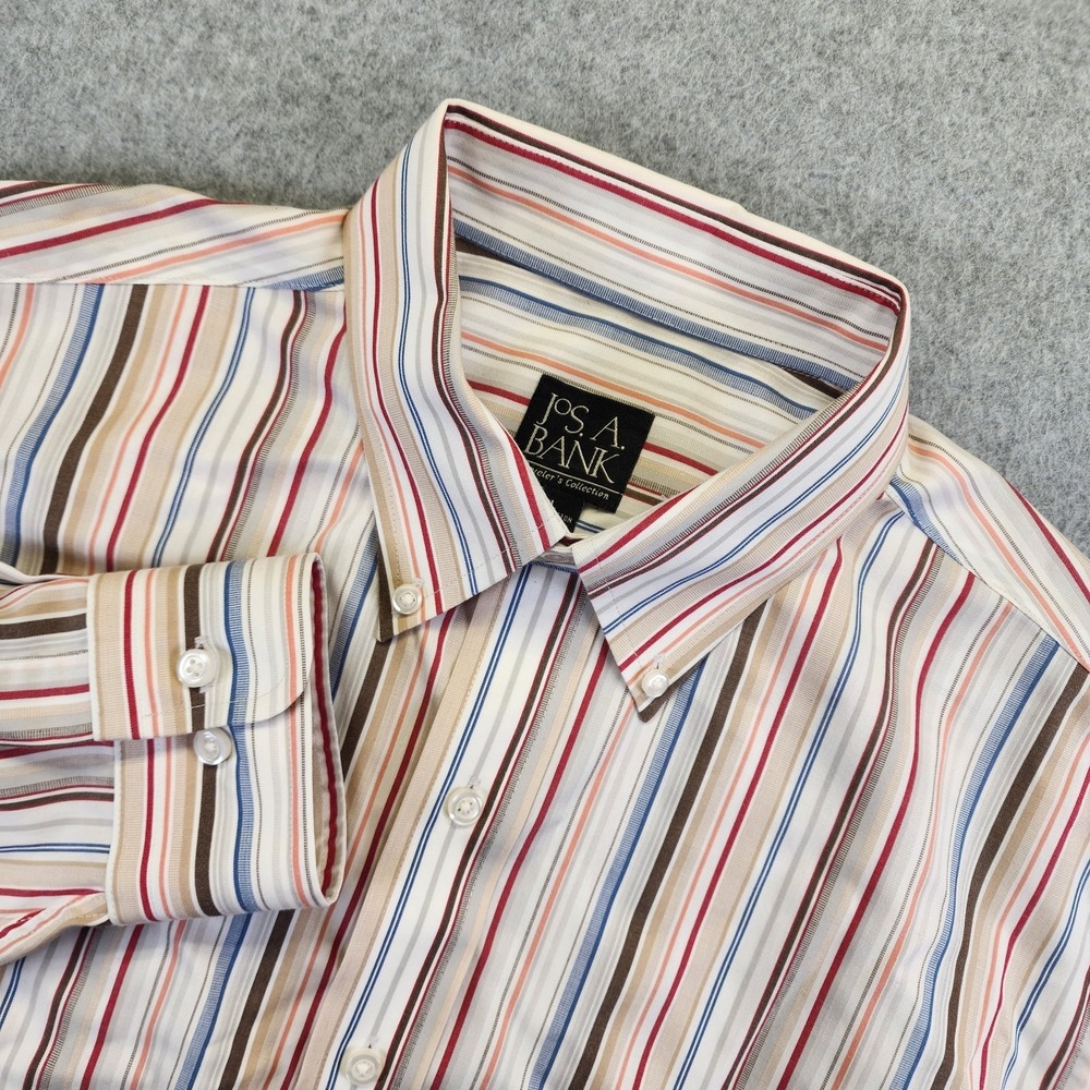 Jos A Bank Mens L Striped Long‎ Sleeve Button Down Shirt Multicolor Colorful.
